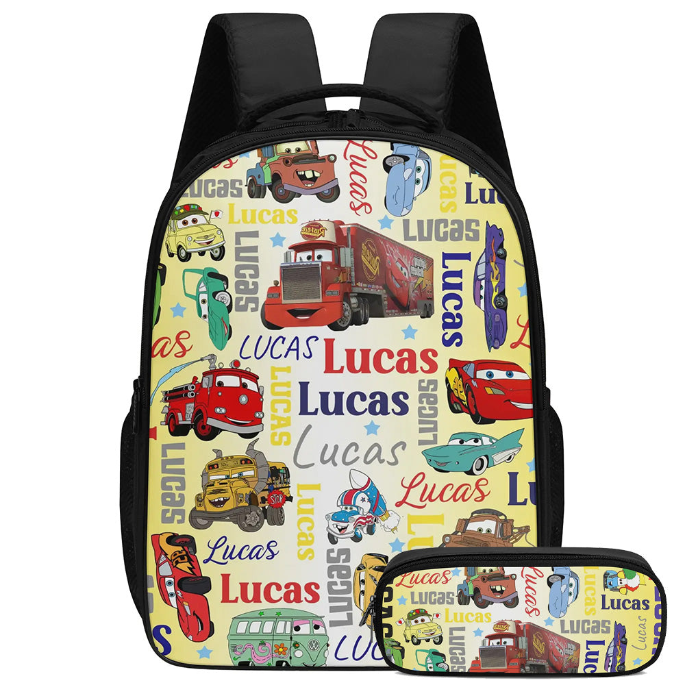 Personalized Cartoon Cars Name Backpack - Back to School