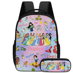 Personalized Watercolor Cartoon Princess Name Backpack - Back to School