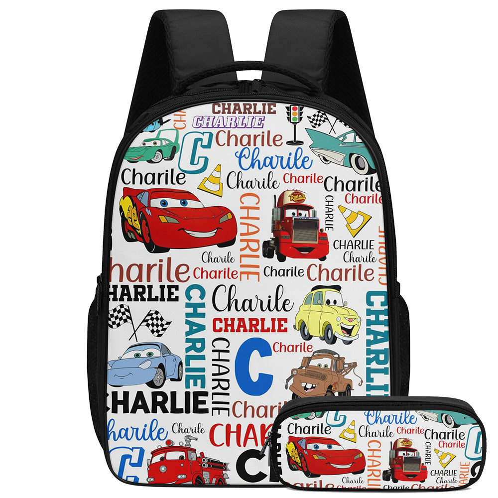 Personalized Custom Cars Name Backpack - Back to School