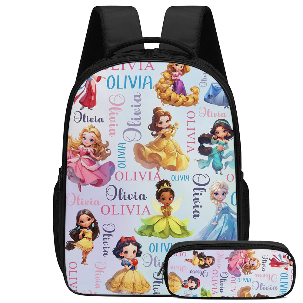 Personalized Cute Cartoon Princess Name Backpack - Back to School