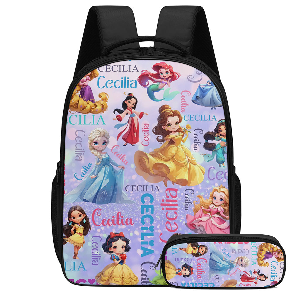 Personalized Customized Cute Cartoon Princess Name Backpack - Back to School