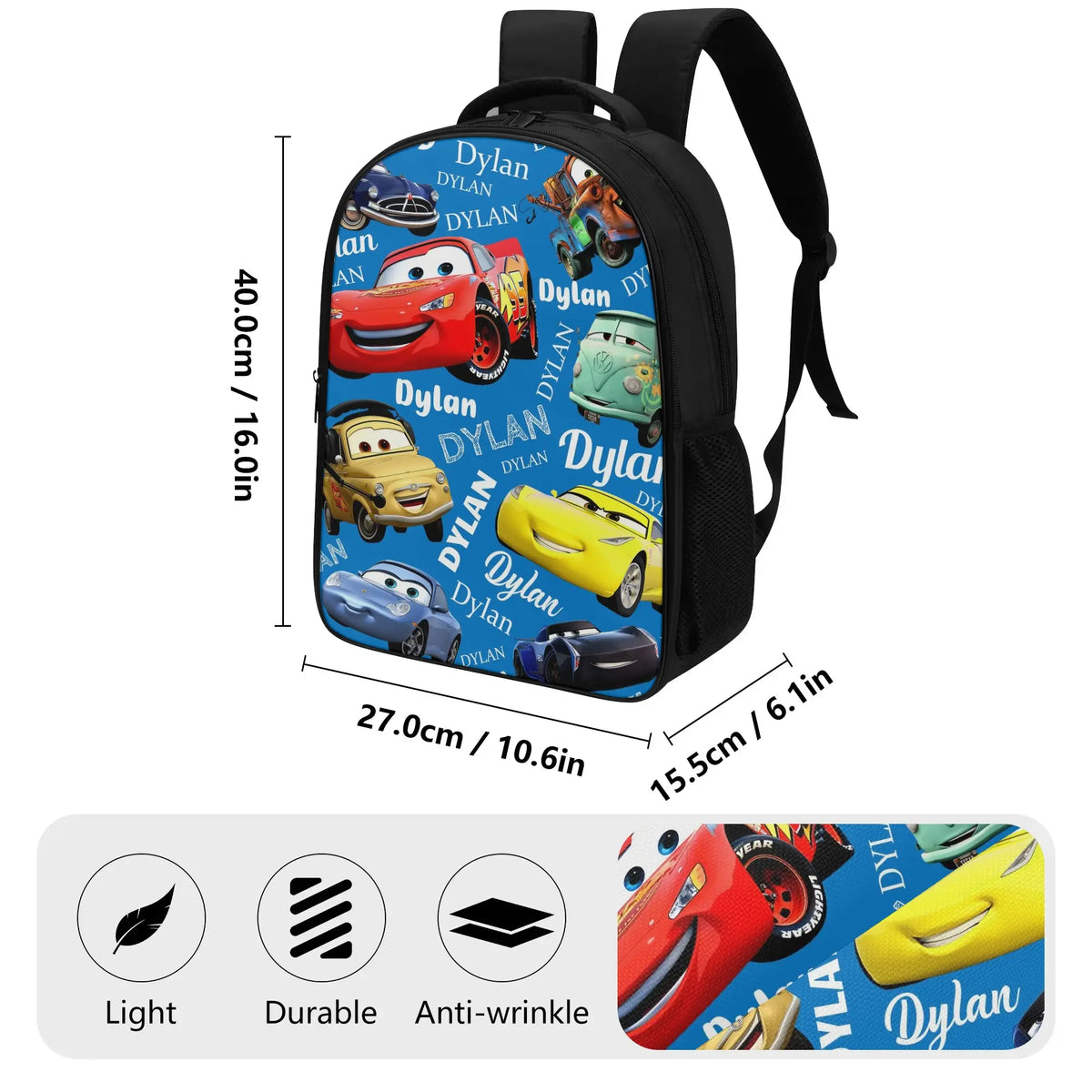 Personalized Cartoon Car Name Backpack - Back to School