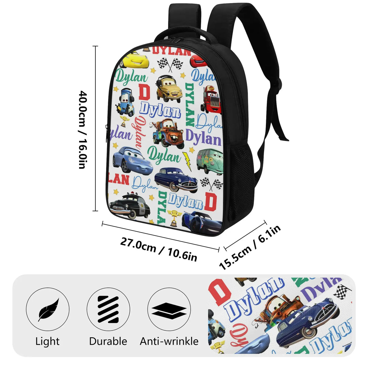 Personalized Car Boy Name Backpack - Back to School