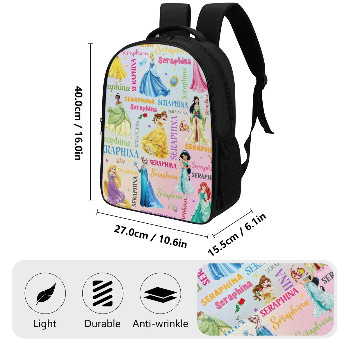 Personalized Princess Collection Name Backpack - Back to School