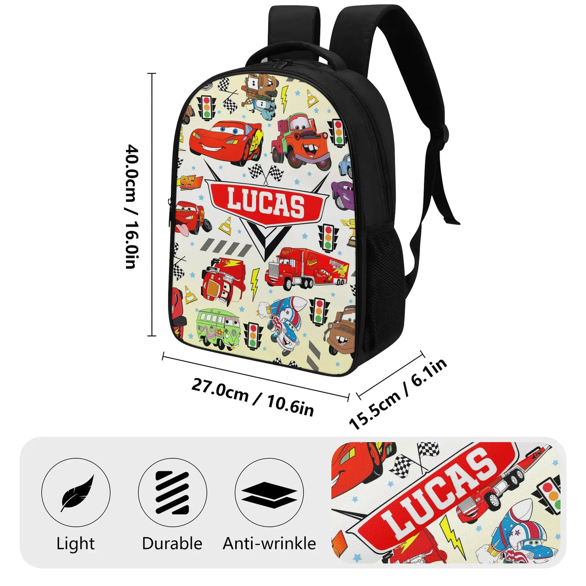 Personalized Cartoon Cute Car Name Backpack - Back to school