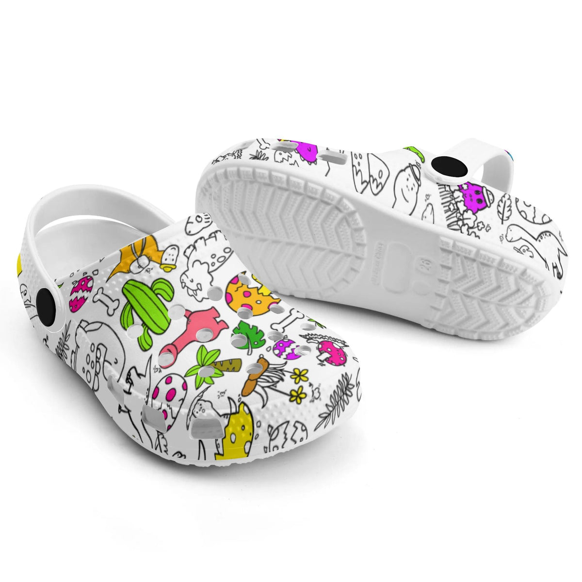 Custom Name Doodle Dinosaur Forest Kid's Slippers/Sandals