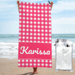 Kids Personalized Name Plaid Beach Towel