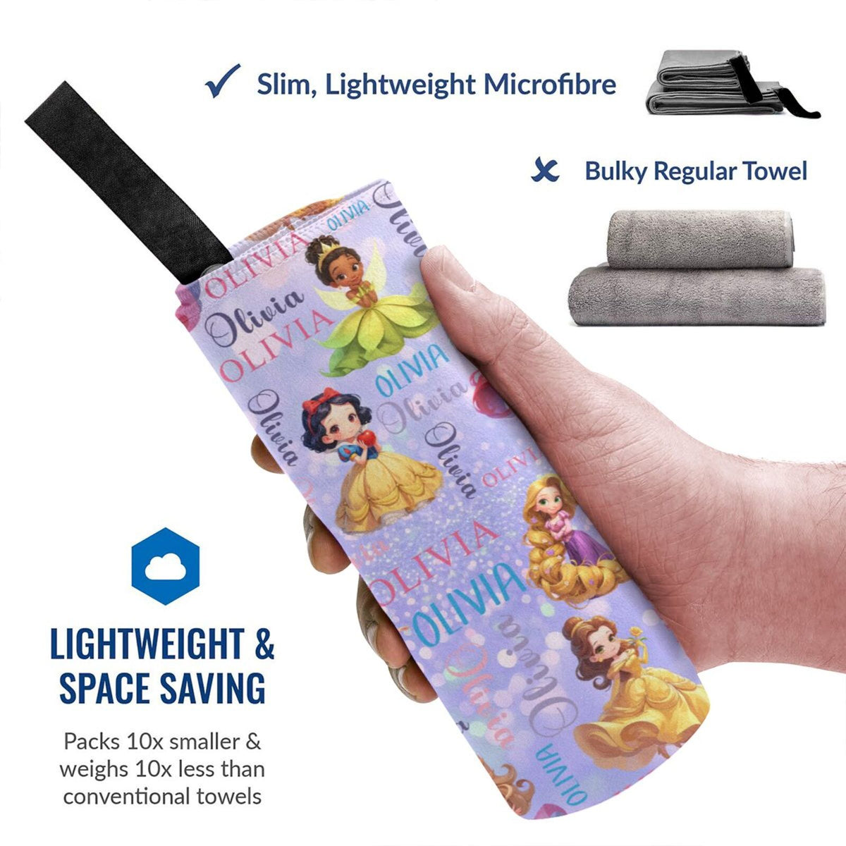 Personalized Beach Towel with Cute Cartoon Name