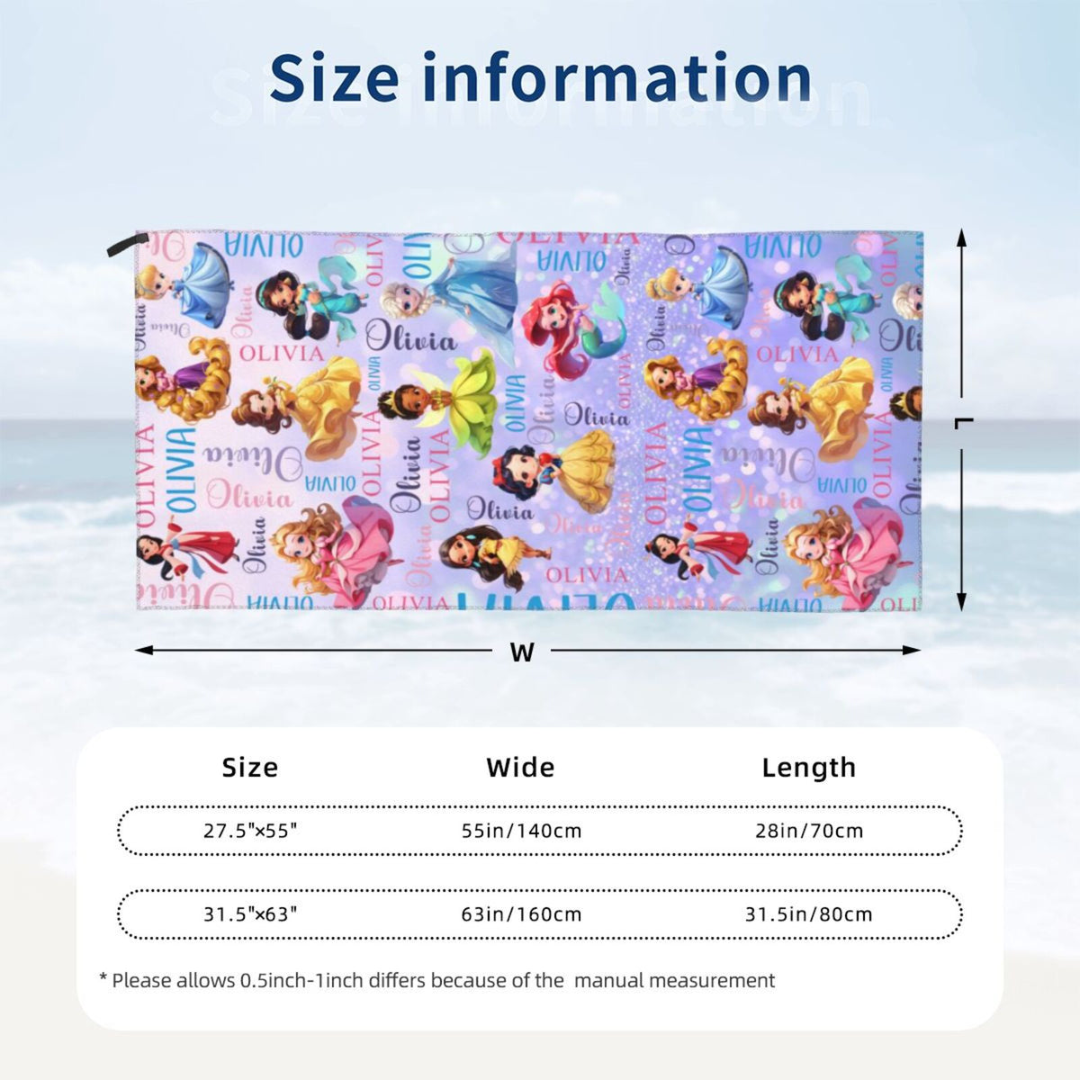 Personalized Beach Towel with Cute Cartoon Name