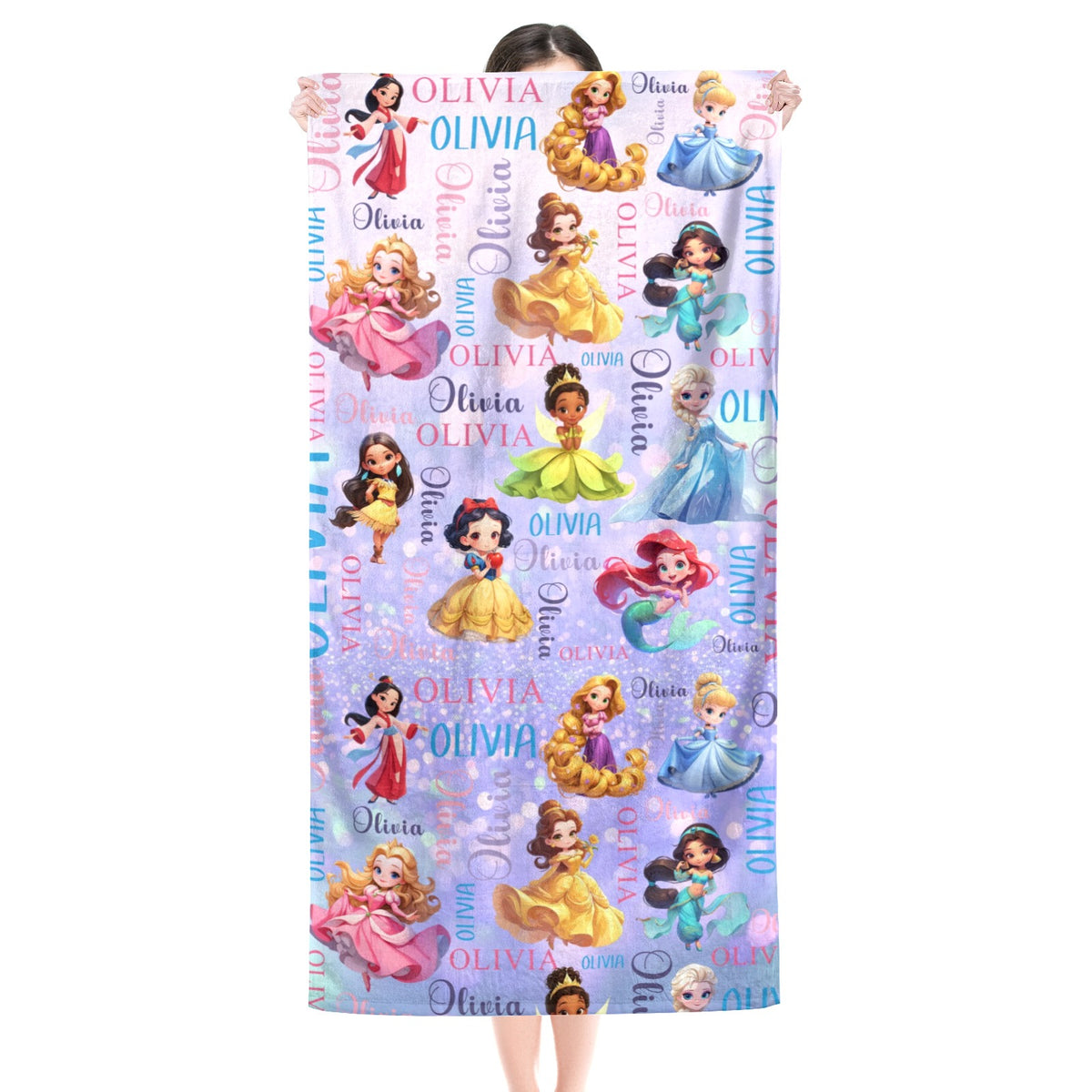 Personalized Beach Towel with Cute Cartoon Name