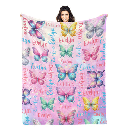 Personalized Magical butterfly Name Blanket - Gift for Kids