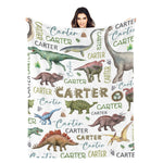 Personalized Cute Dinosaurs Boys Name Blankets - Gift for Kids