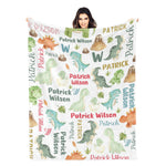 Personalized Cute Dinosaur Name Blanket - Gift for Kids