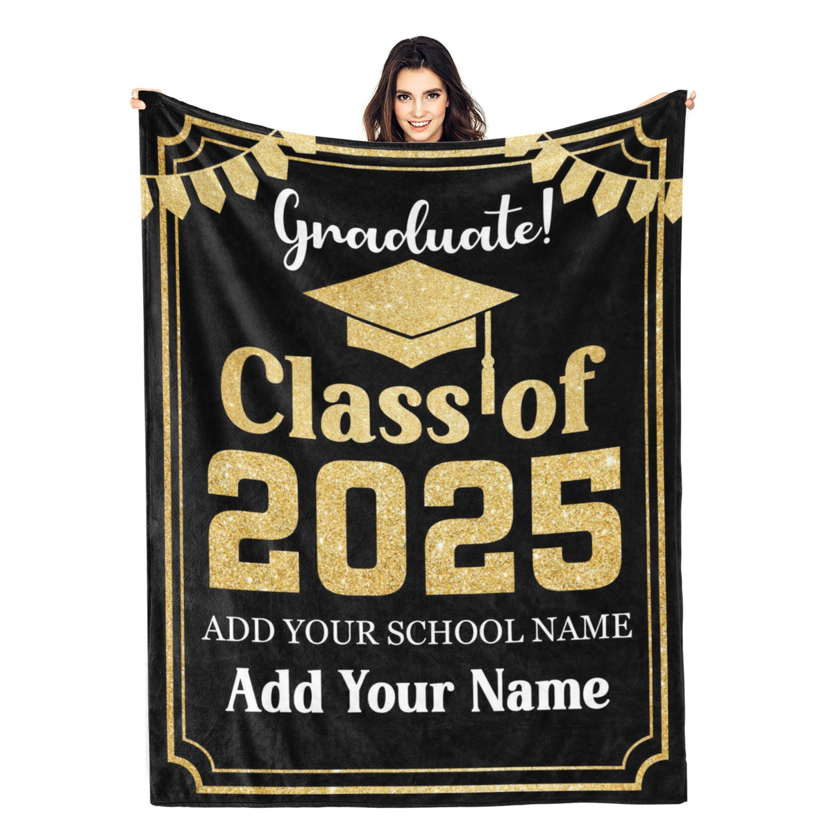 Personalized Class of 2025 Graduation Custom Name Blanket - Graduation Gifts