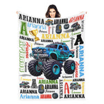 Personalized Monster Truck Boy Name Blankets - Gift for Kids