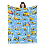 Personalized Traffic Engineering Vehicle Themed Name Blanket - Gift for Kids