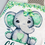 Personalized Clover Elephant Name Blanket - Gift for Kids