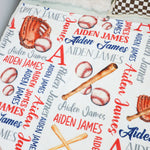 Personalized Watercolor Baseball Children's Name Blankets - Gift for Kids