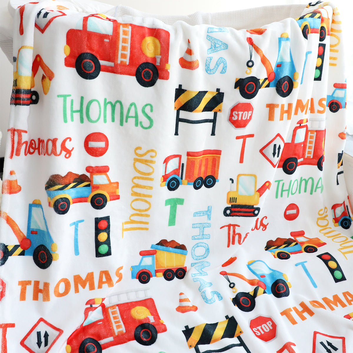 Personalized Transportation Truck Name Blankets - Gift for Kids