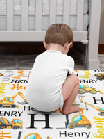 Personalized Construction Tool Truck Name Blanket - Gift for Kids