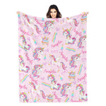 Personalised Rainbow Pony Name Blanket - Gift for Kids