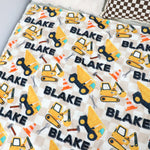 Personalized Cartoon Excavator Name Blanket - Gift for Kids