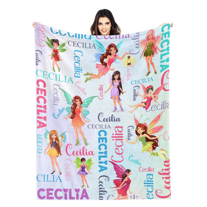 Personalized Butterfly Elf Name Blanket - Gift for Kids