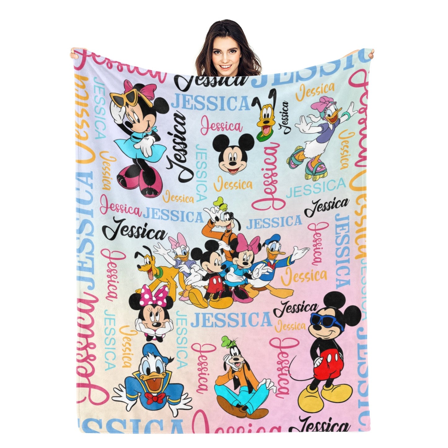 Personalized Cute Cartoon Name Blanket - Gift for Kids