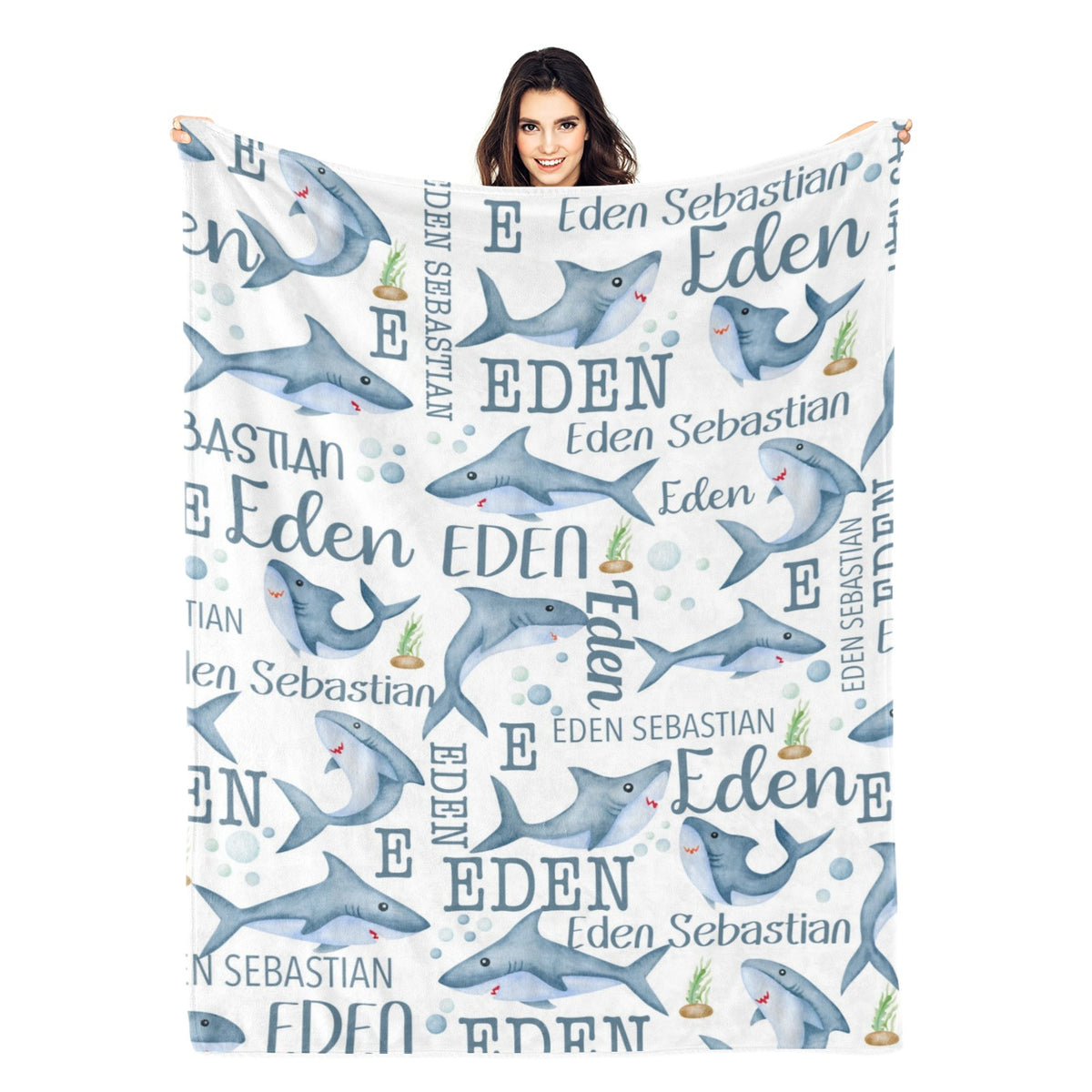 Personalized Undersea Baby Shark Name Blanket - Gift for Kids