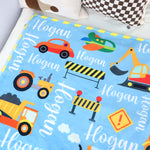 Personalized Cartoon Transport Truck Name Blanket - Gift for Kids