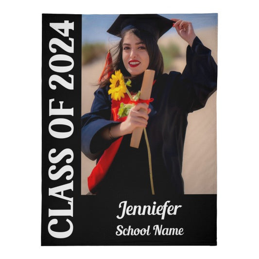 Graduation Custom Photo and Name Blankets - Graduation Gifts