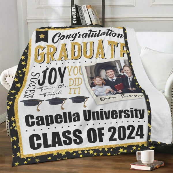 Personalized Graduate Congratulation Blankets - Graduation Gifts