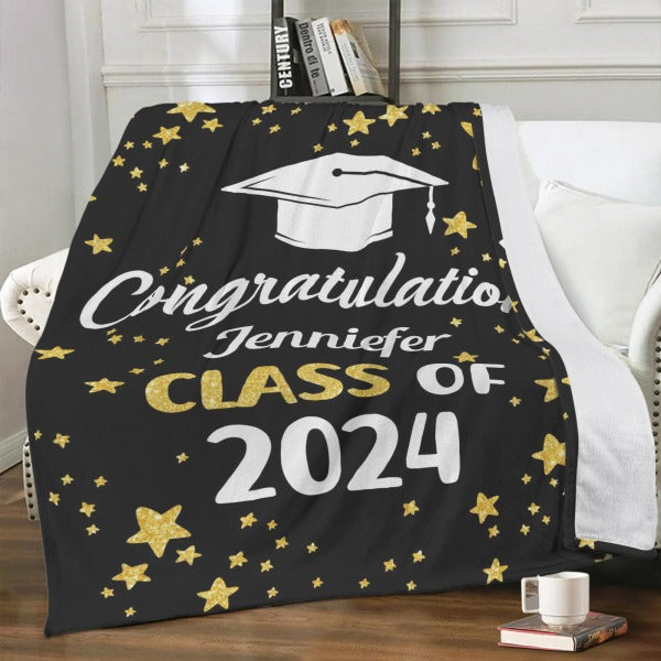 Personalized Custom Star Graduation Blankets - Graduation Gifts