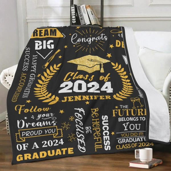 Personalized Graduation Blankets with Names - Graduation Gifts