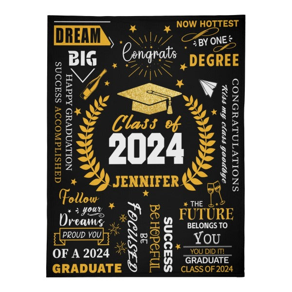 Personalized Graduation Blankets with Names - Graduation Gifts