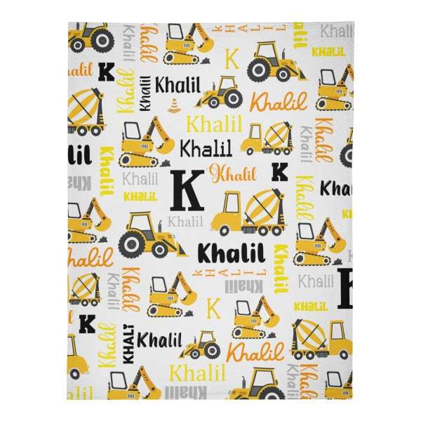 Personalized Construction Trucks Blanket - Gifts for Kid