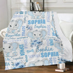 Personalized Cute Elephant Boy Blanket - Gift for Kids