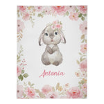 Personalized Pink Floral Rabbit Blanket - Gift for Baby