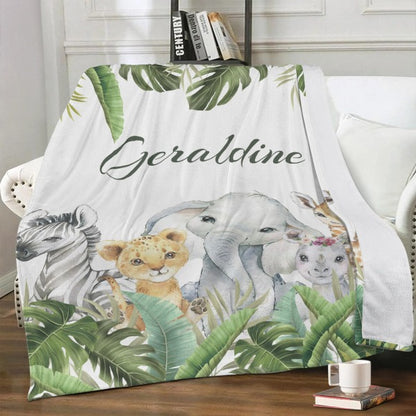 Personalized Jungle Animal Blanket – Gift for Baby