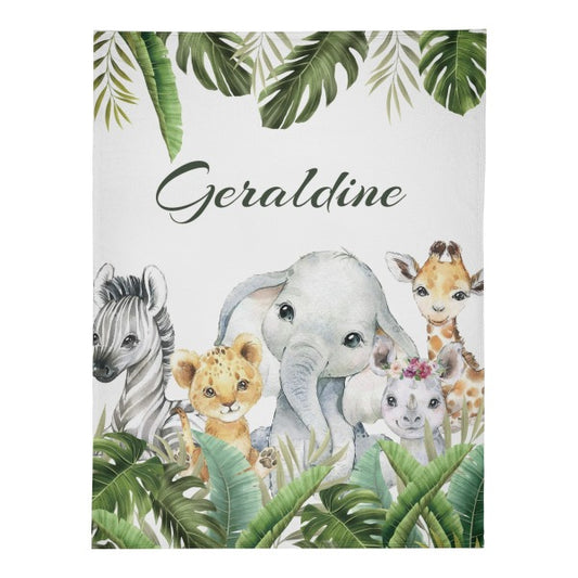 Personalized Jungle Animal Blanket – Gift for Baby