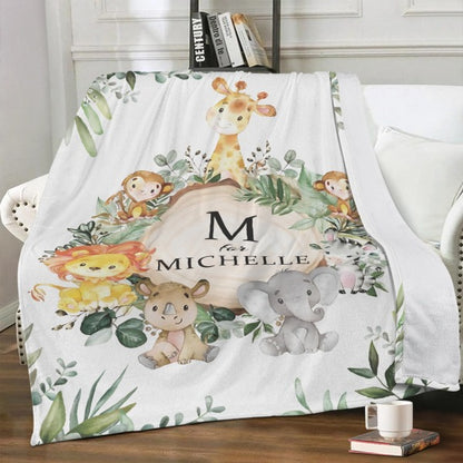 Personalized Jungle Party Blanket - Gift for Kids