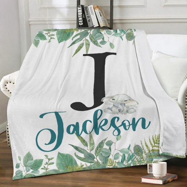 Personalized Forest Elephant Baby Blanket - Gift for Baby