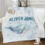 Personalized Ocean Whale Baby Blanket - Gift for Baby