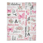 Personalized Butterfly Flower Blanket - Gift for Kids