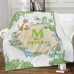 Personalized Forest Dinosaur Blanket - Gift for Kids