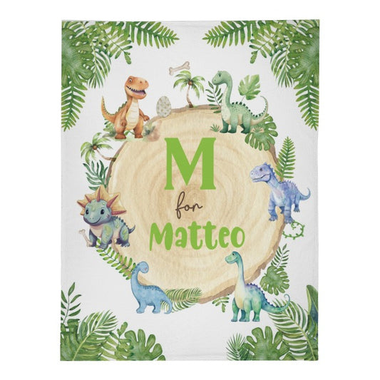 Personalized Forest Dinosaur Blanket - Gift for Kids