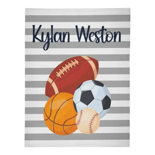 Personalized Sports Baby Blanket – Gift for Baby