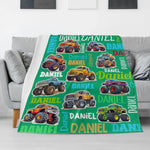 Personalized Cool Truck Blanket - Gift for Kids