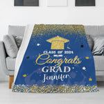 Personalized Name Glitter Gold Graduation Blankets - Graduation Gifts