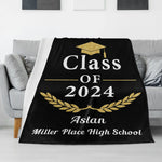 Personalized Black Gold Classic Graduation Blankets – Graduation Gifts